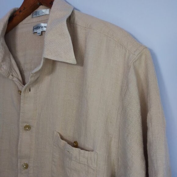 Ron Chereskin Men's Shirt XXL* Beige Linen/Rayon Short Sleeve Button Up Casual - Picture 3 of 12